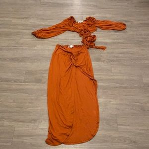 Orange two piece summer set.